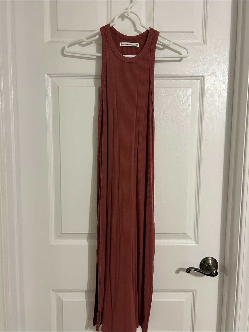 Abercrombie & Fitch Ribbed Tank Maxi Dress in Brick